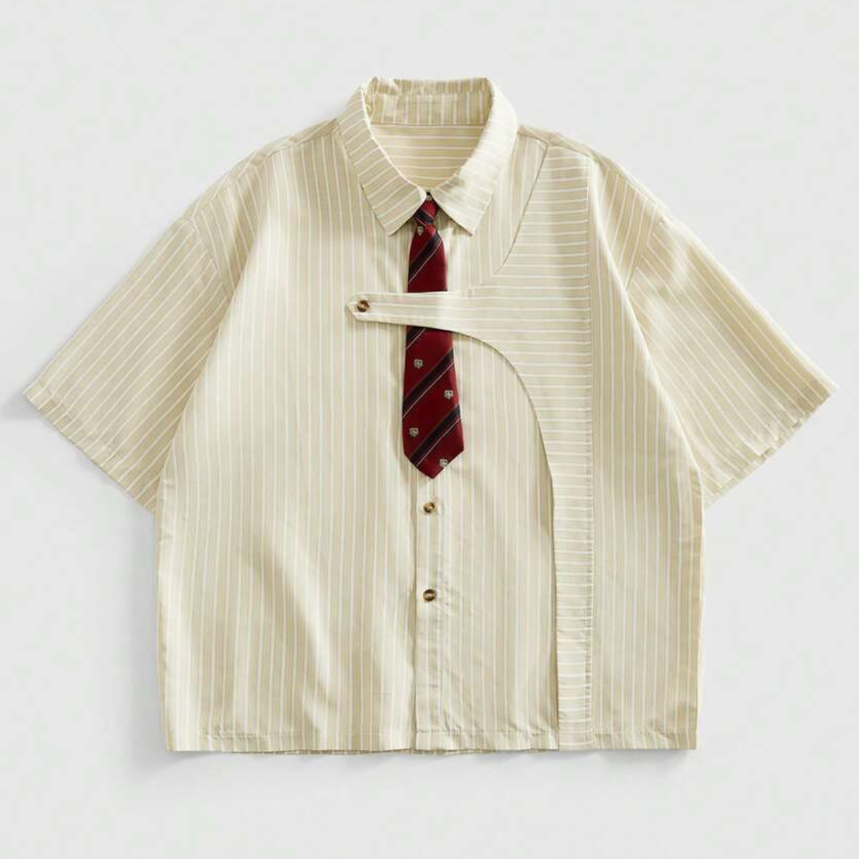 Casual Short Sleeve Deconstructed Shirt For Men