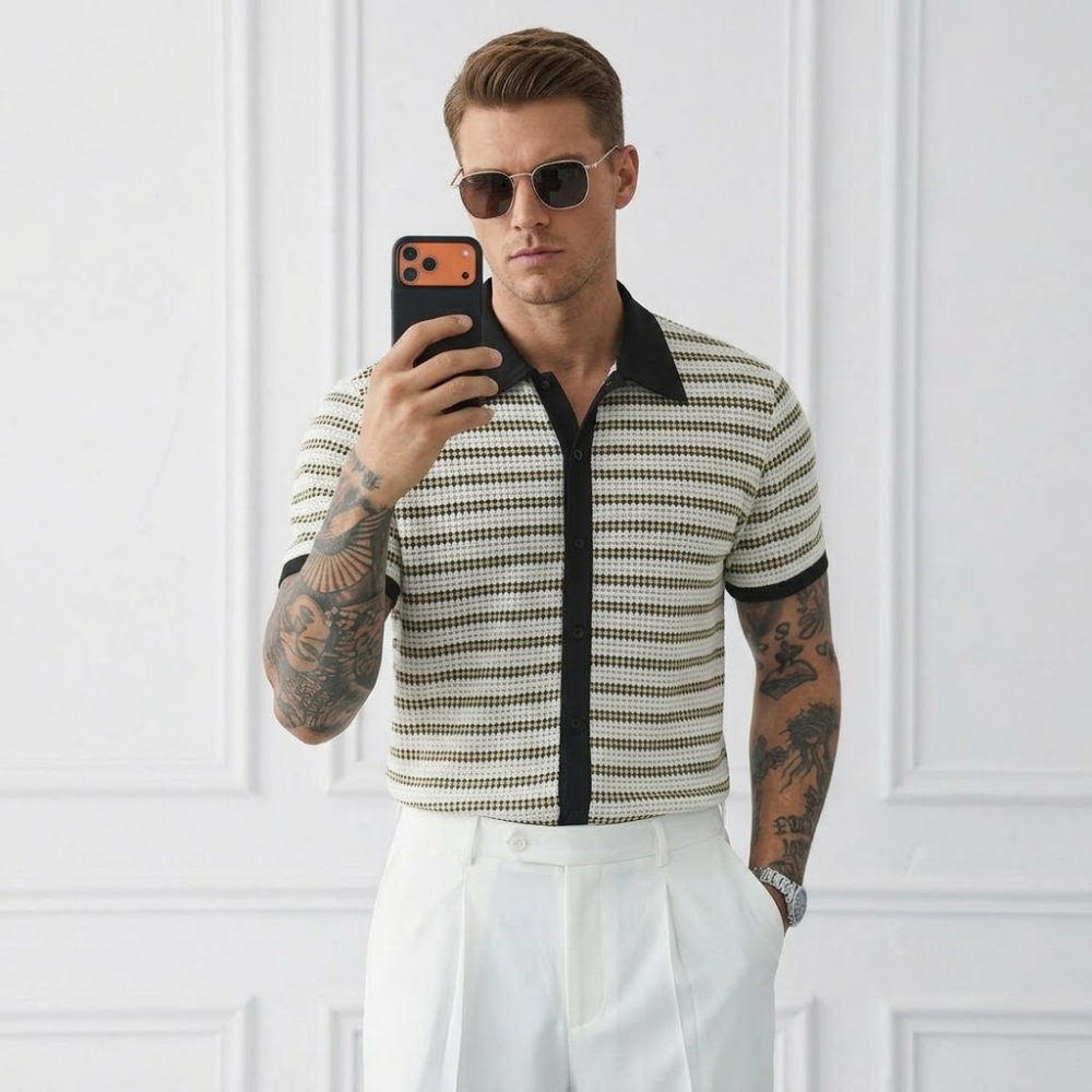 Casual Short Loose Sleeve Textured Sleeve Shirt For Men