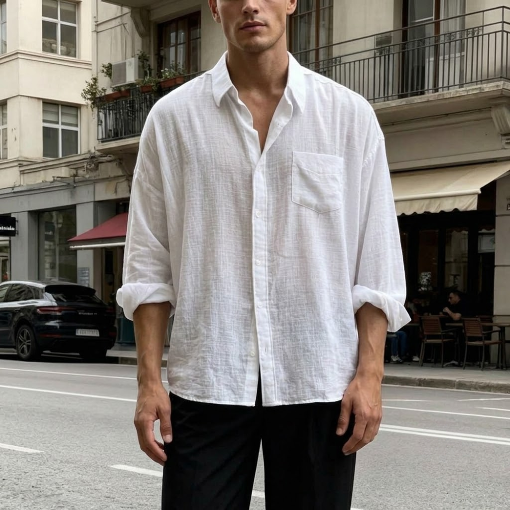 Plus Size Long Sleeve Single Pocket Loose Casual Autumn Shirt For Men