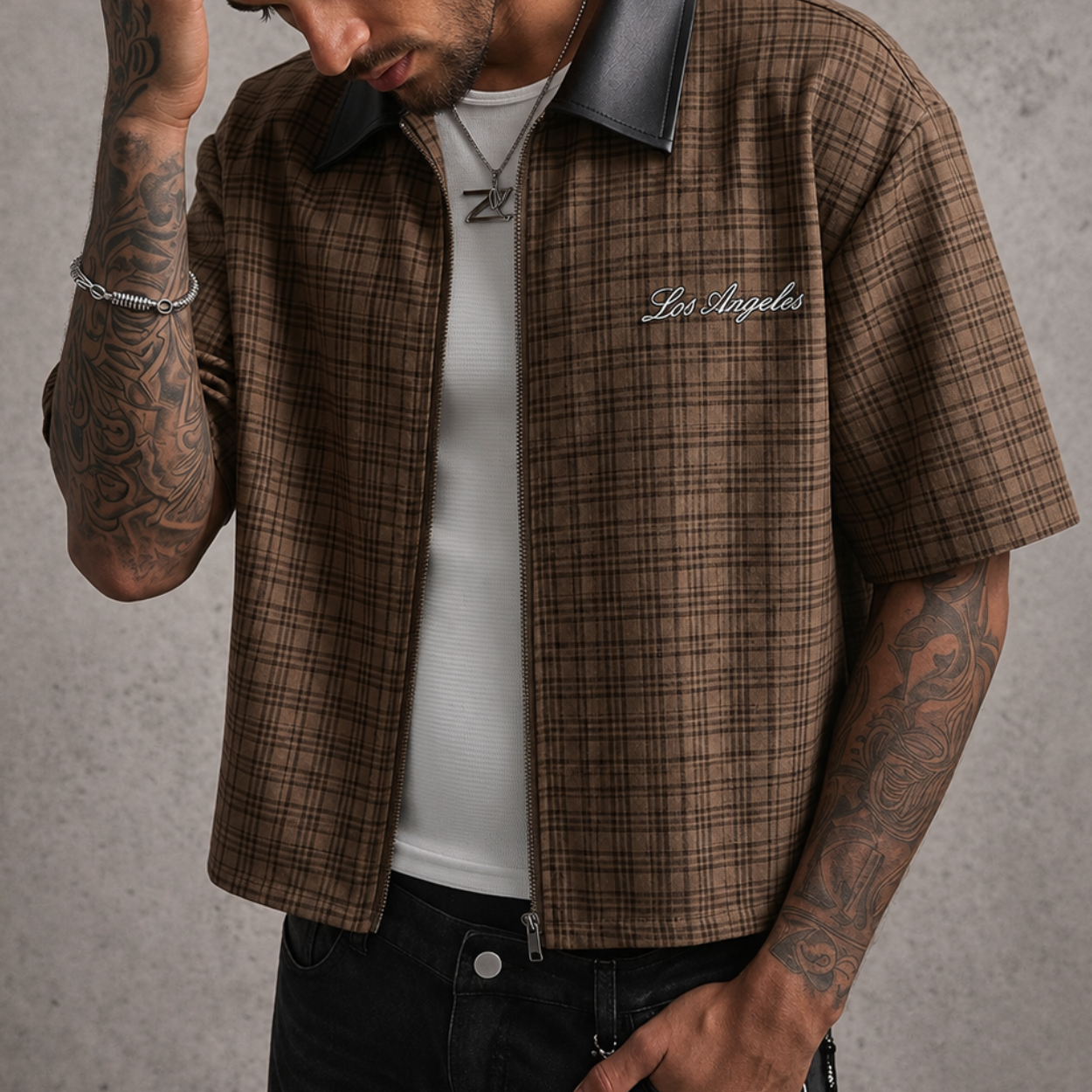 Loose Fit Short Sleeve Streetwear Shirt For Men