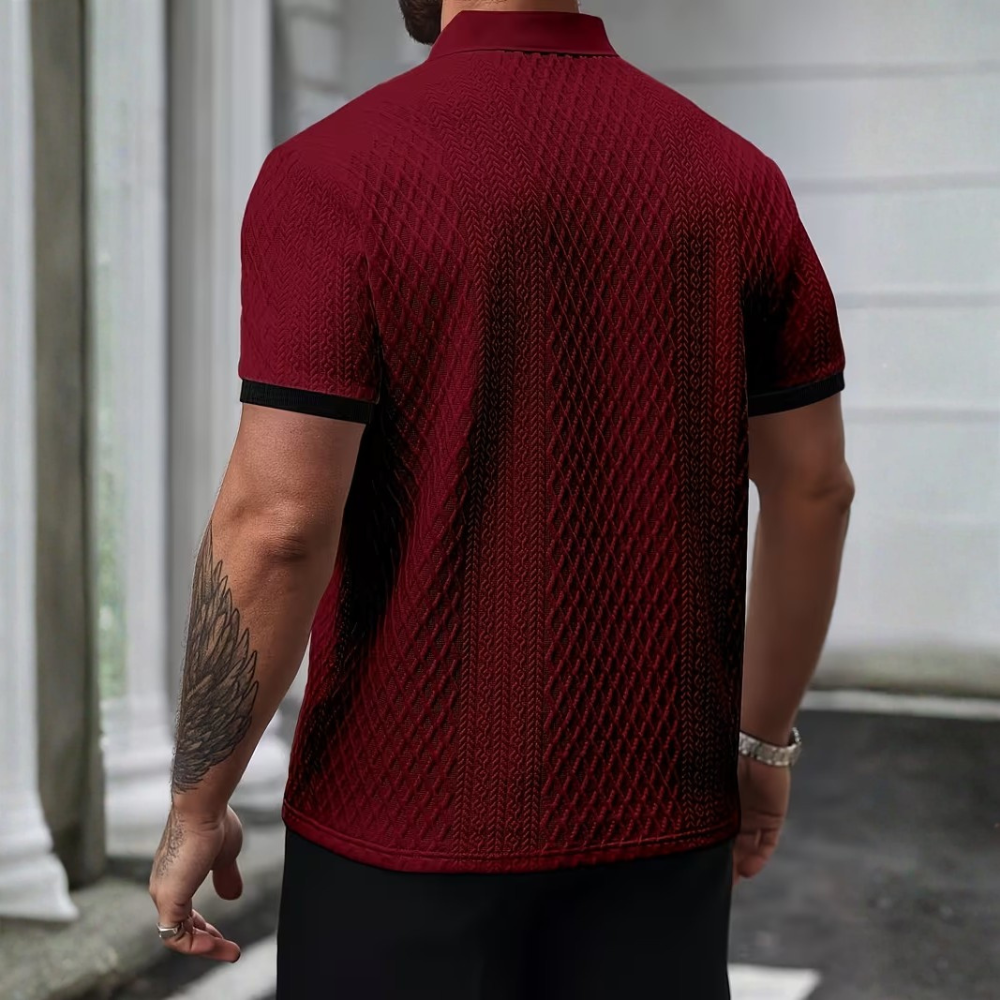 Casual Jacquard Soft Fabric Golf Polo Shirt With Collar For Men