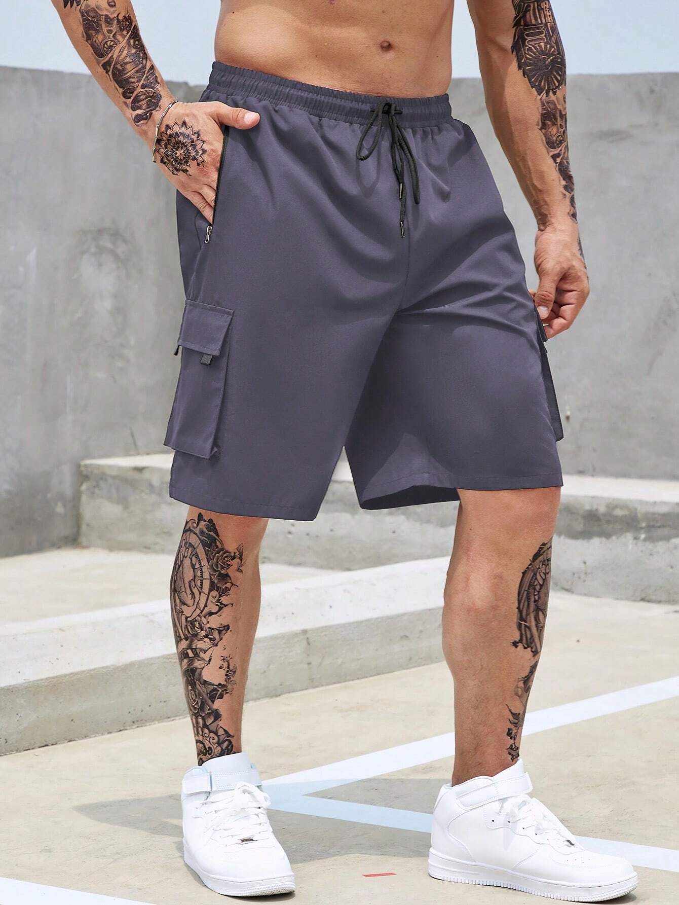 Casual Athletic Cargo Shorts-Vacay Outfit