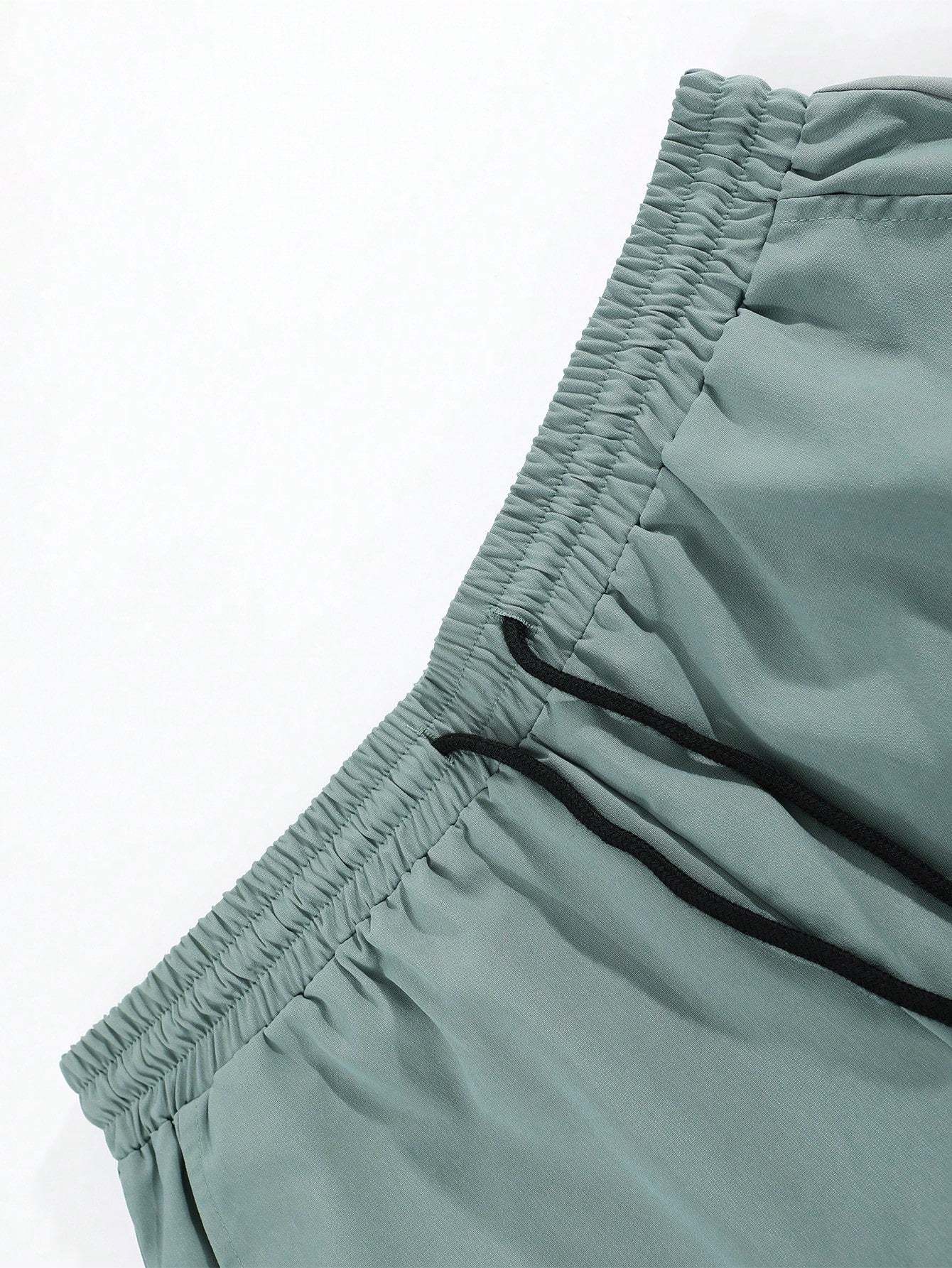 Tropical Print Shirt And Drawstring Shorts-Vacay Outfit