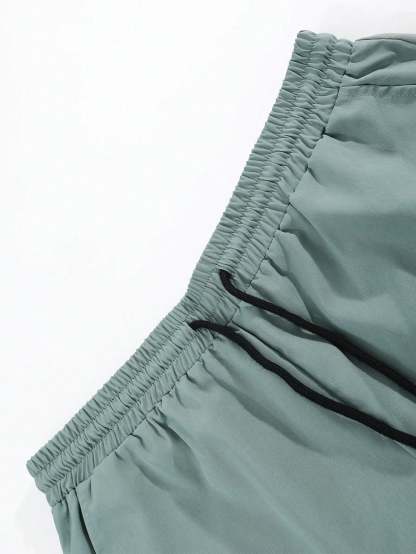 Tropical Print Shirt And Drawstring Shorts-Vacay Outfit