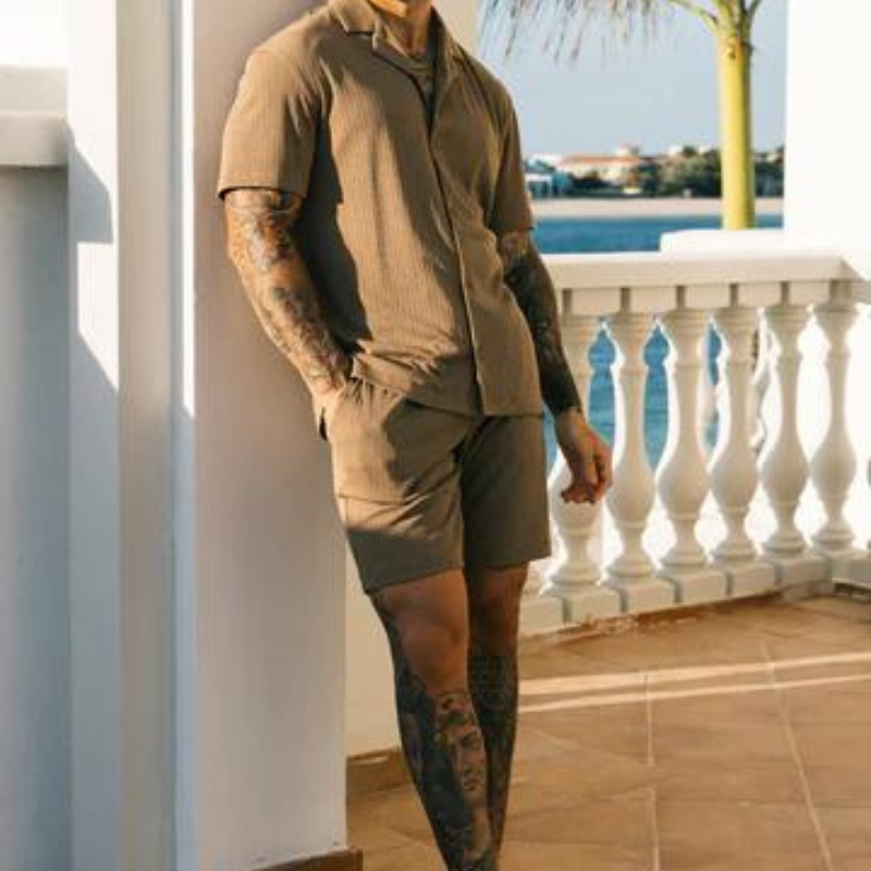 The Riviera Revere Shirt With Midnight Elegance-Vacay Outfit