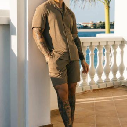 The Riviera Revere Shirt With Midnight Elegance-Vacay Outfit