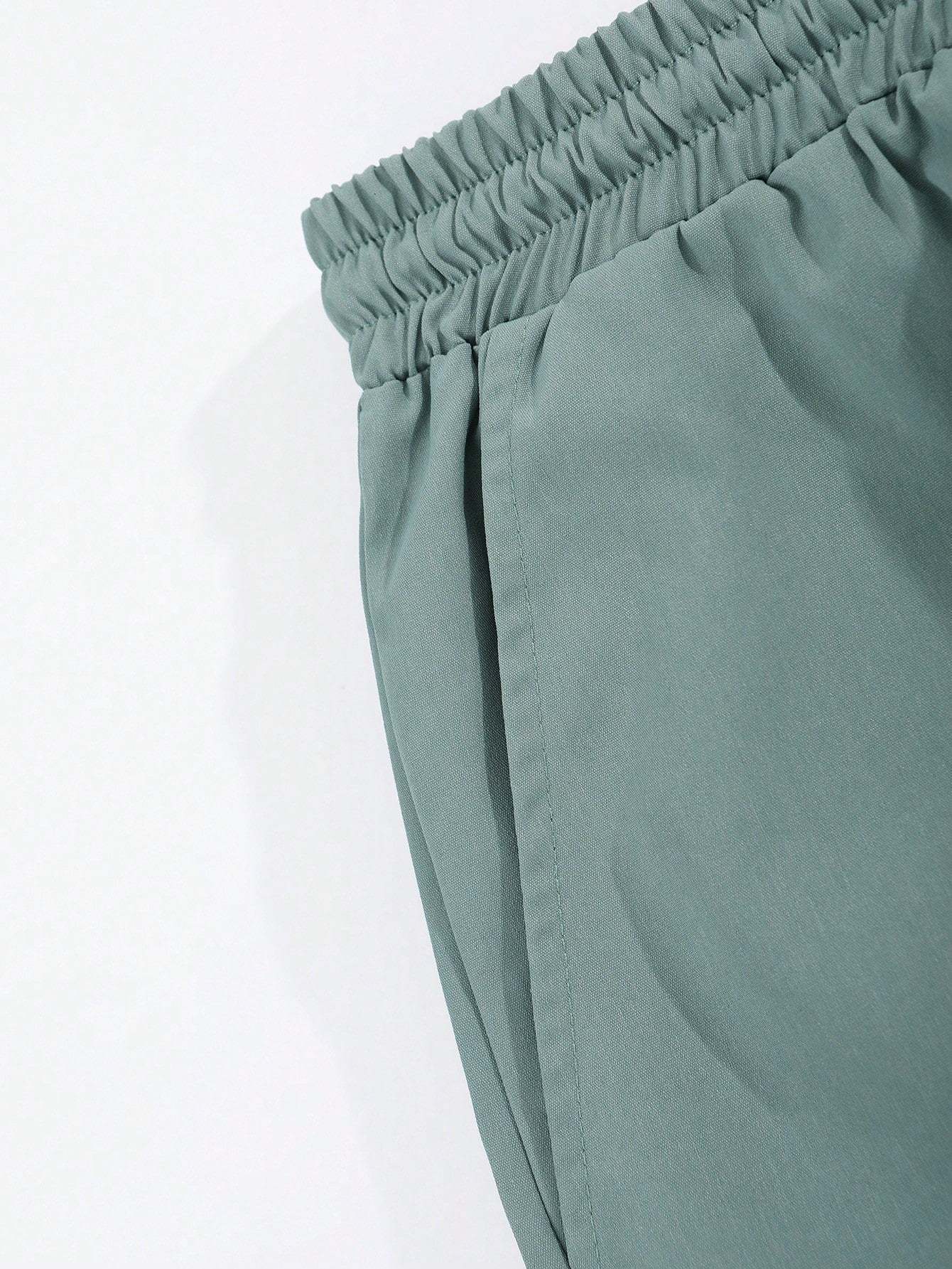 Tropical Print Shirt And Drawstring Shorts-Vacay Outfit