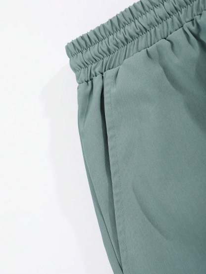 Tropical Print Shirt And Drawstring Shorts-Vacay Outfit