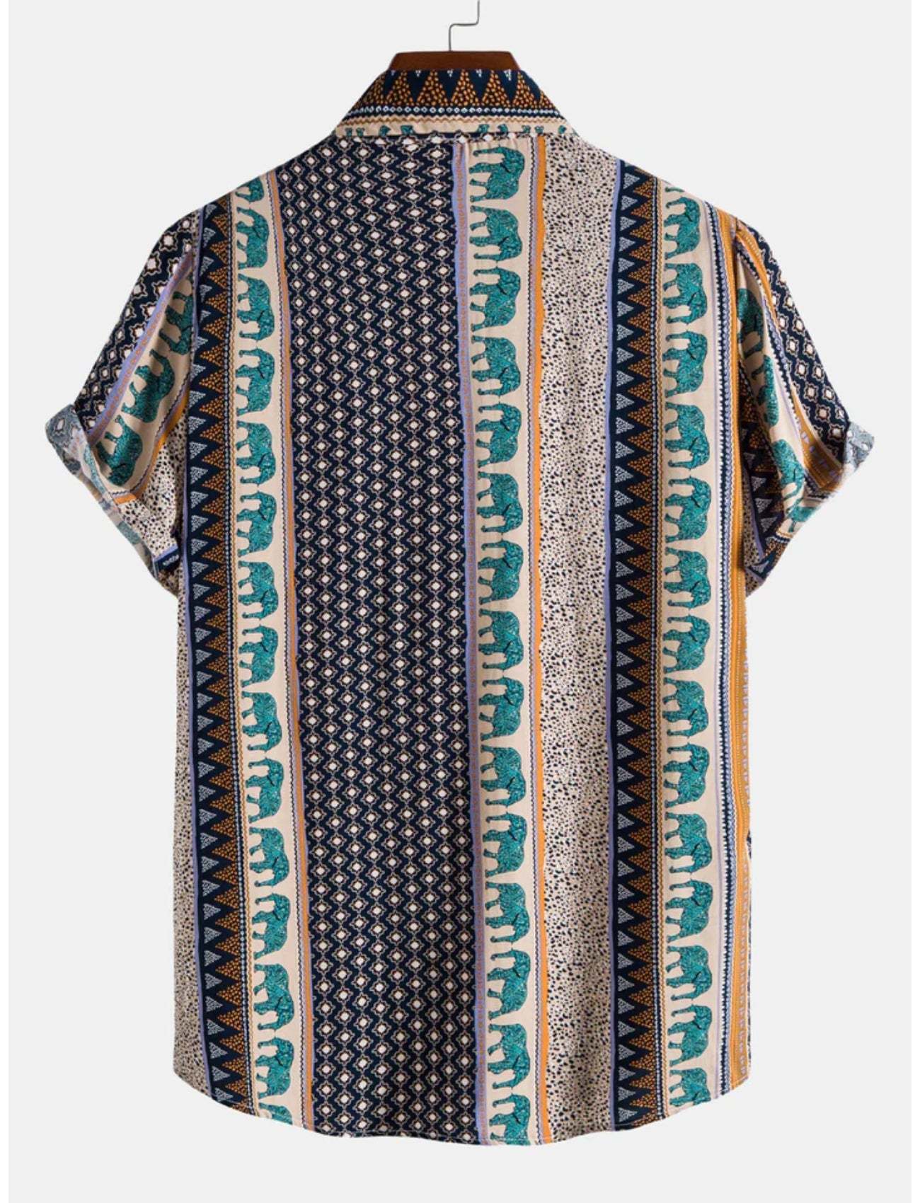 Abstract Elephant Printed Shirt-Vacay Outfit