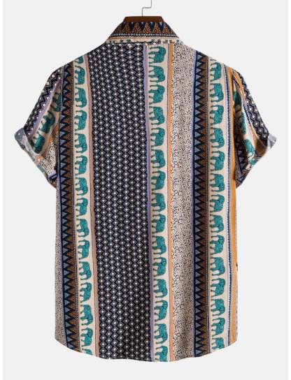 Abstract Elephant Printed Shirt-Vacay Outfit