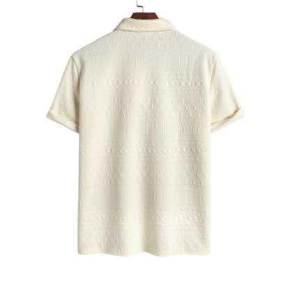 Geometric Retro Jacquard Polo T Shirt And Casual Shorts-Vacay Outfit