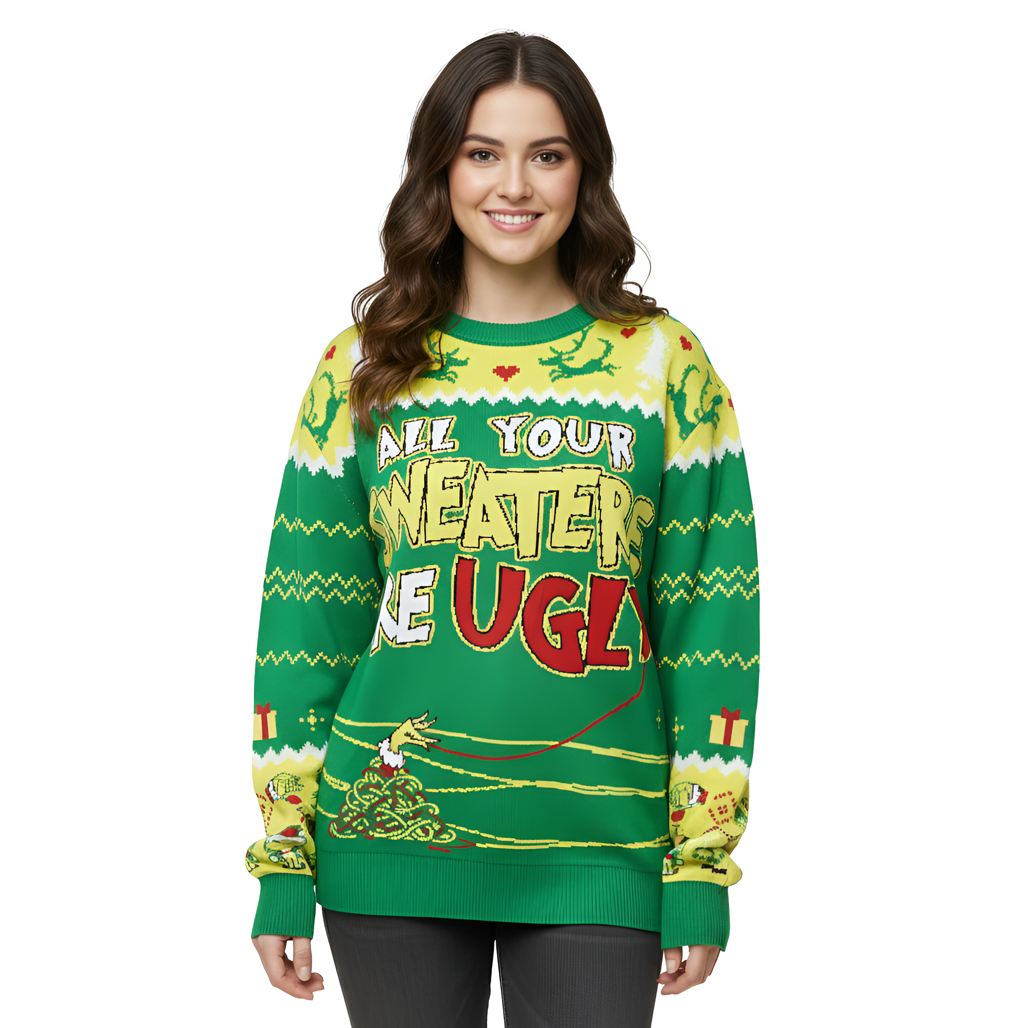 Knitted Ugly Christmas Sweater with Funny Quote Design