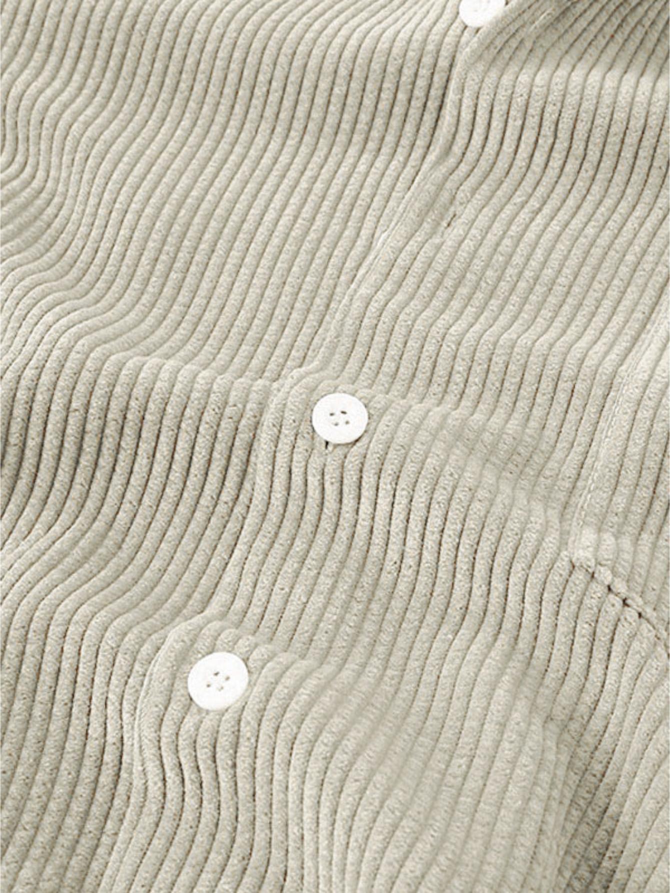 Corduroy Casual Lapel Shirt Shorts Set-Vacay Outfit