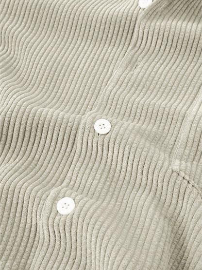 Corduroy Casual Lapel Shirt Shorts Set-Vacay Outfit