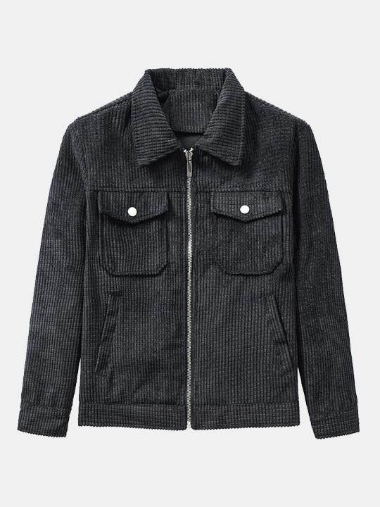 Corduroy Zip Up Jacket-Vacay Outfit
