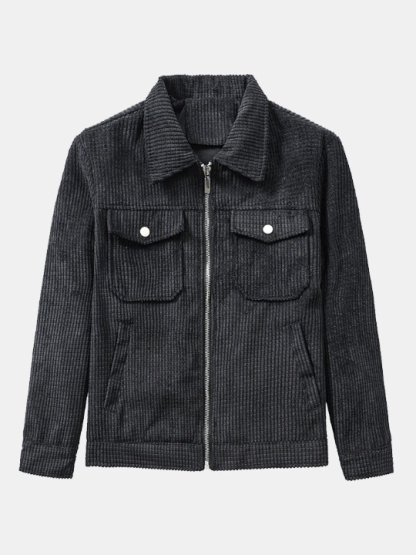 Corduroy Zip Up Jacket-Vacay Outfit