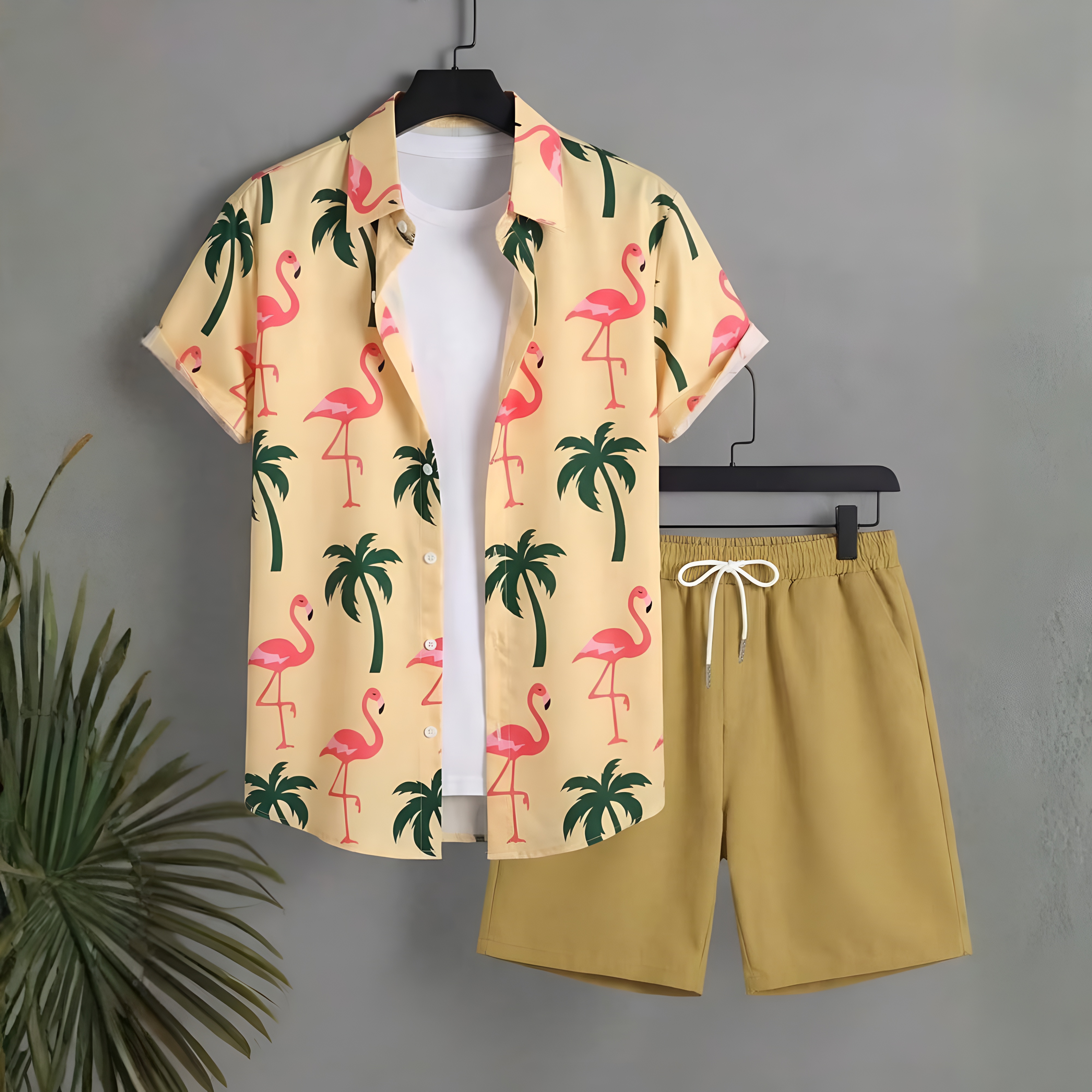 Summer Vacation House Print Short Sleeve Shirt And Shorts Set For Men