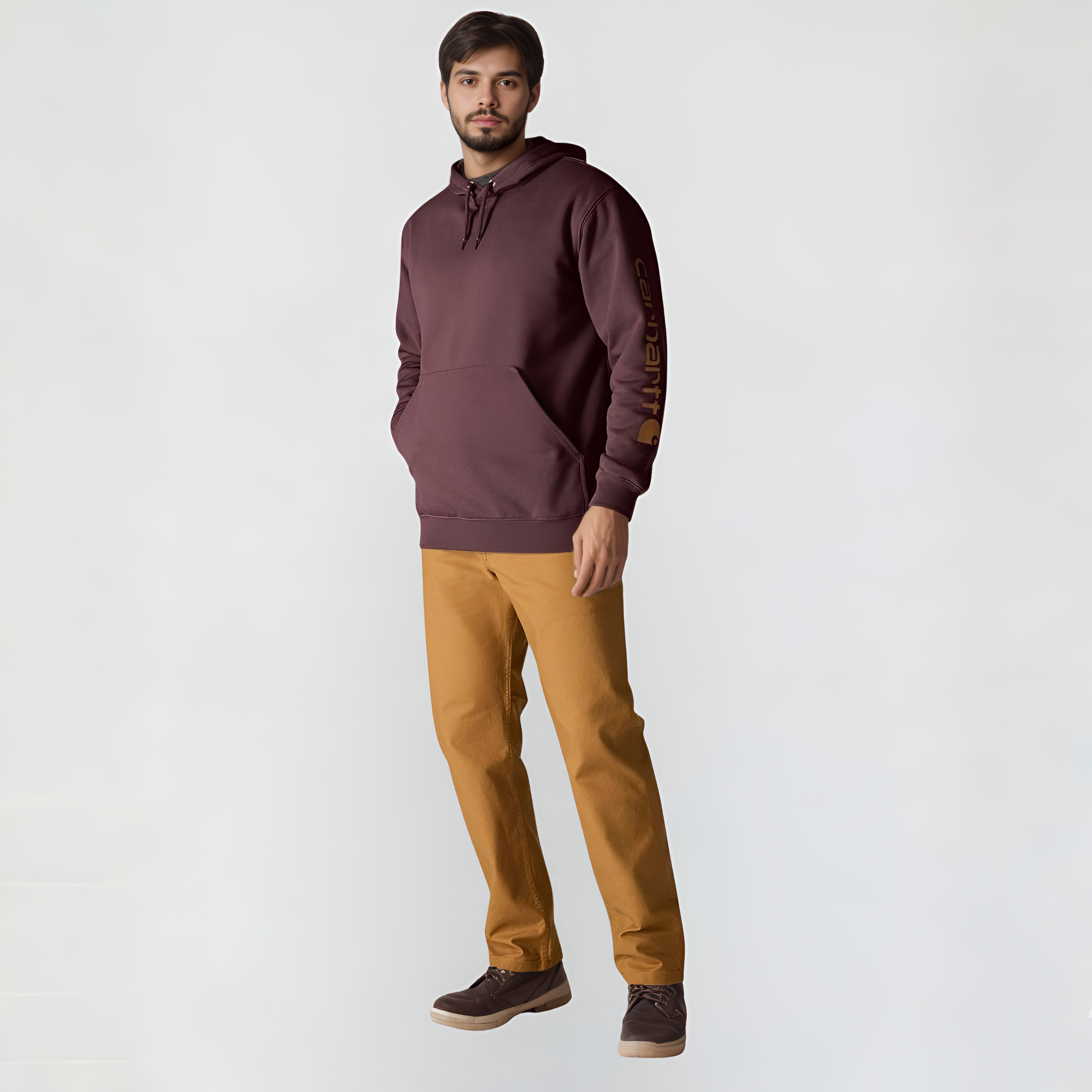 Midweight Pullover Hoodie with Graphic Logo Sleeve