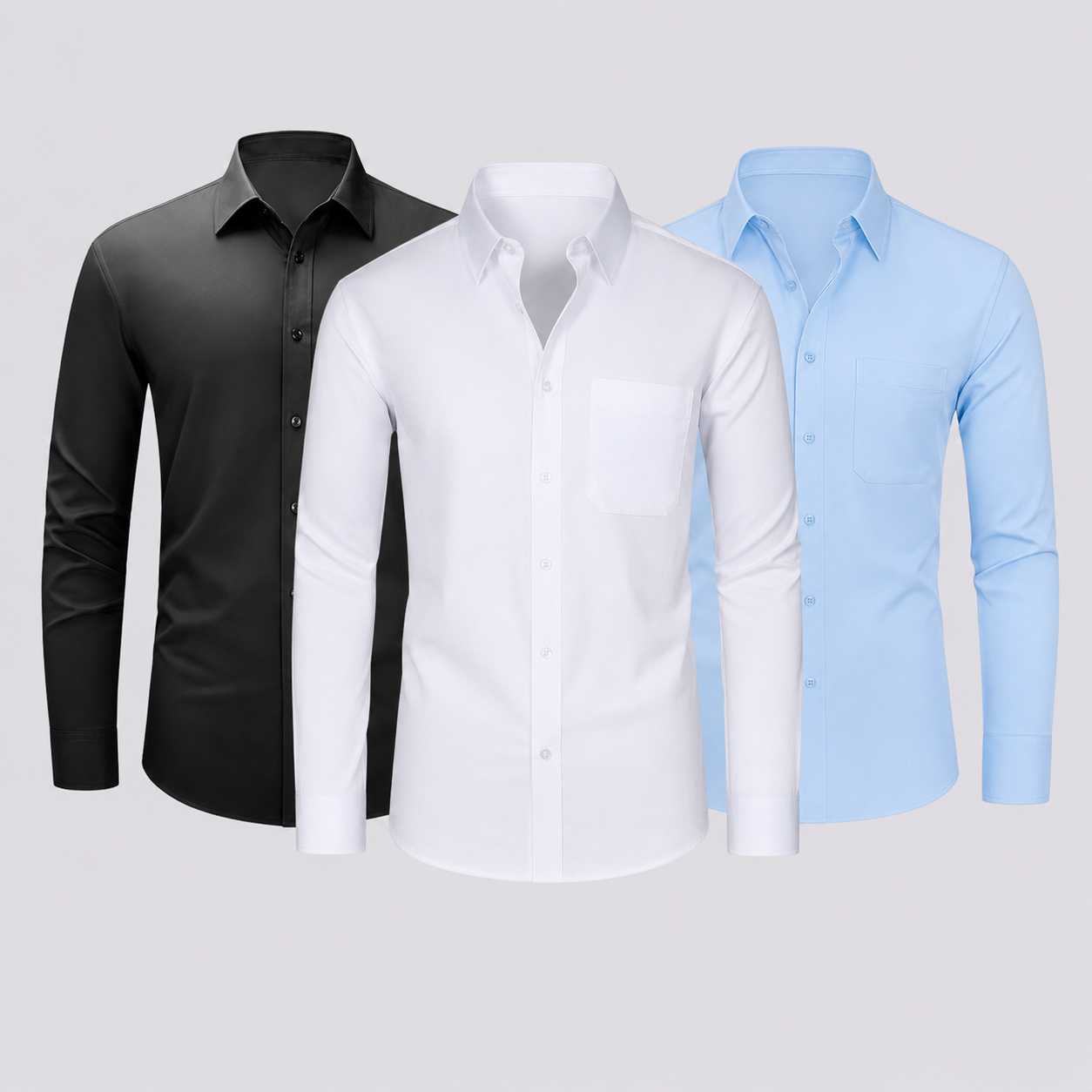 Slim Fit Pack Of 3 Long Sleeve Formal Shirt For Men