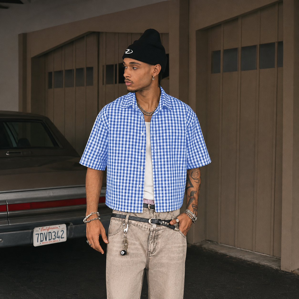 Regular Checkered Vintage Short Sleeve Casual Plaid Shirt For Men