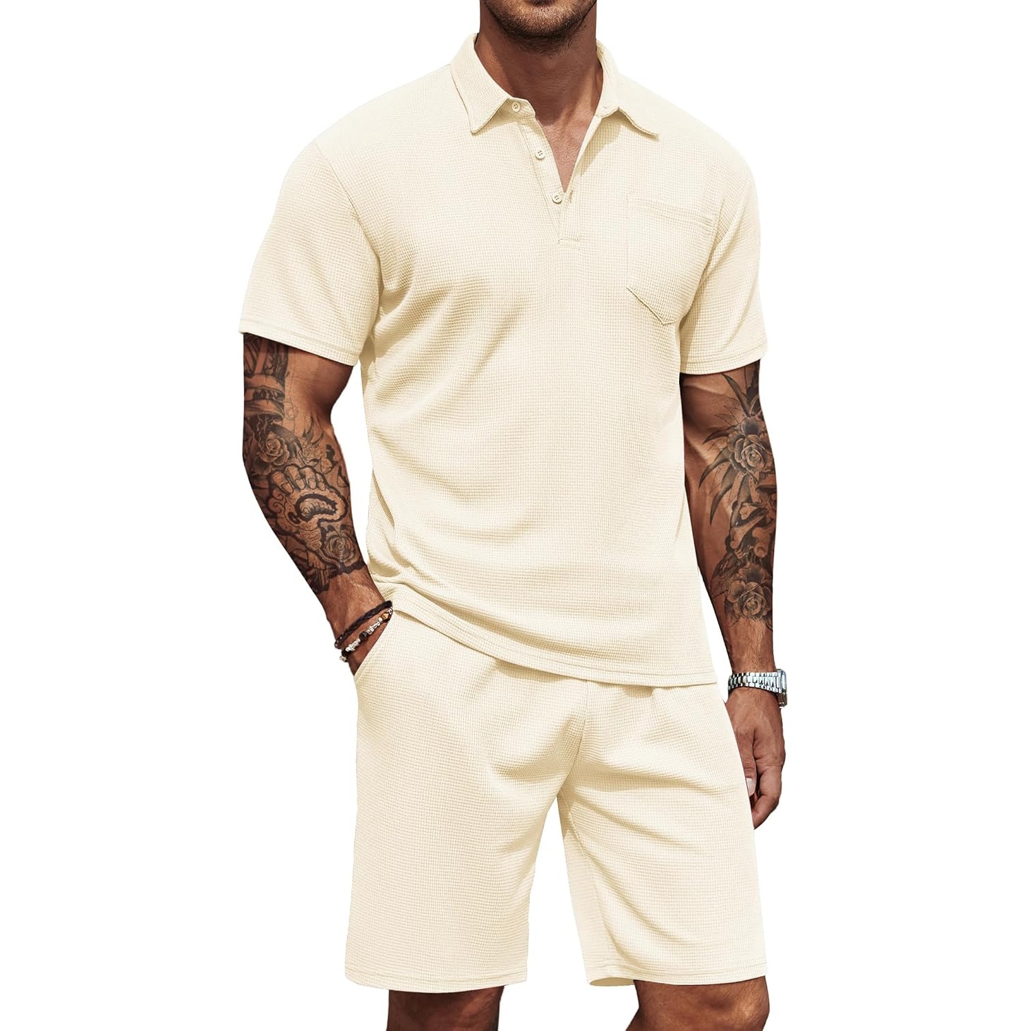 Casual Summer Shorts And Polo Tshirt Set For Men