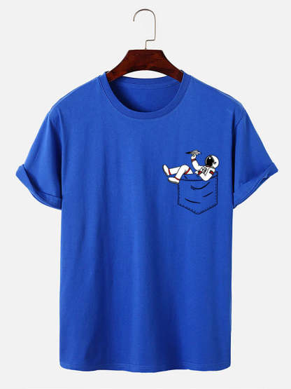 Astronaut Pocket Print T-Shirt-Vacay Outfit