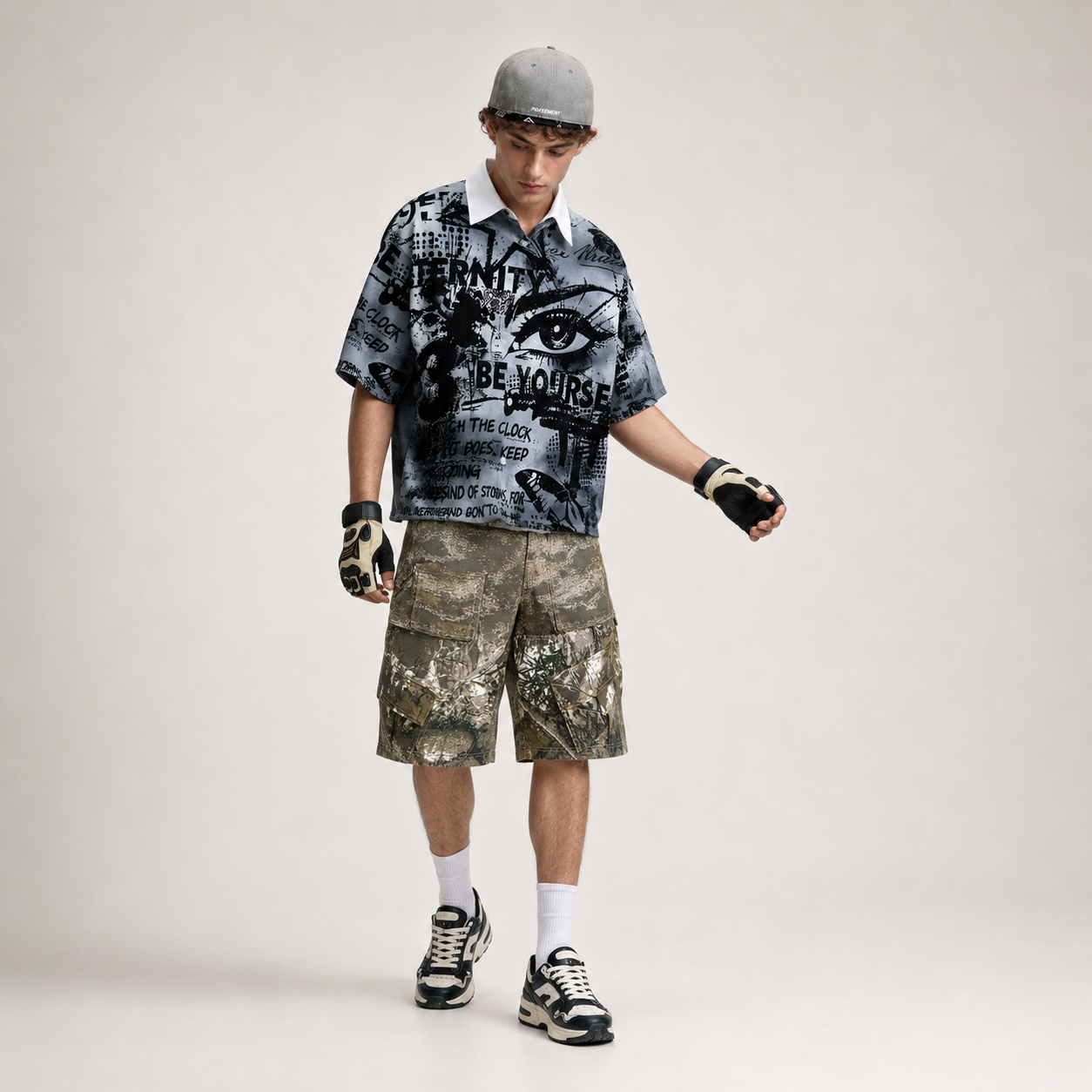 Streetwear Loose Fit Graphic Print Short Sleeve Casual Shirt For Men