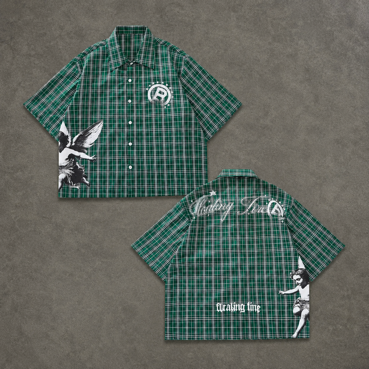 Casual Short Sleeve Retro Loose Plaid Shirt For Women