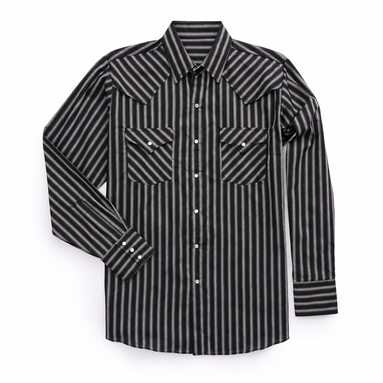 Long Sleeve Striped Vented Western Shirt For Men