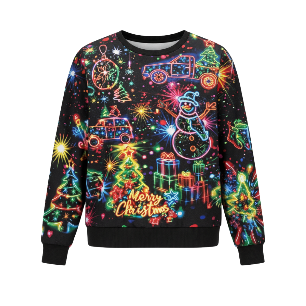 Long Sleeve Graphic Print Ugly Christmas Sweater