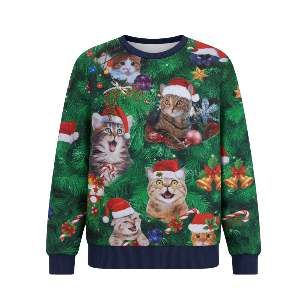 Long Sleeve Graphic Print Ugly Christmas Sweater