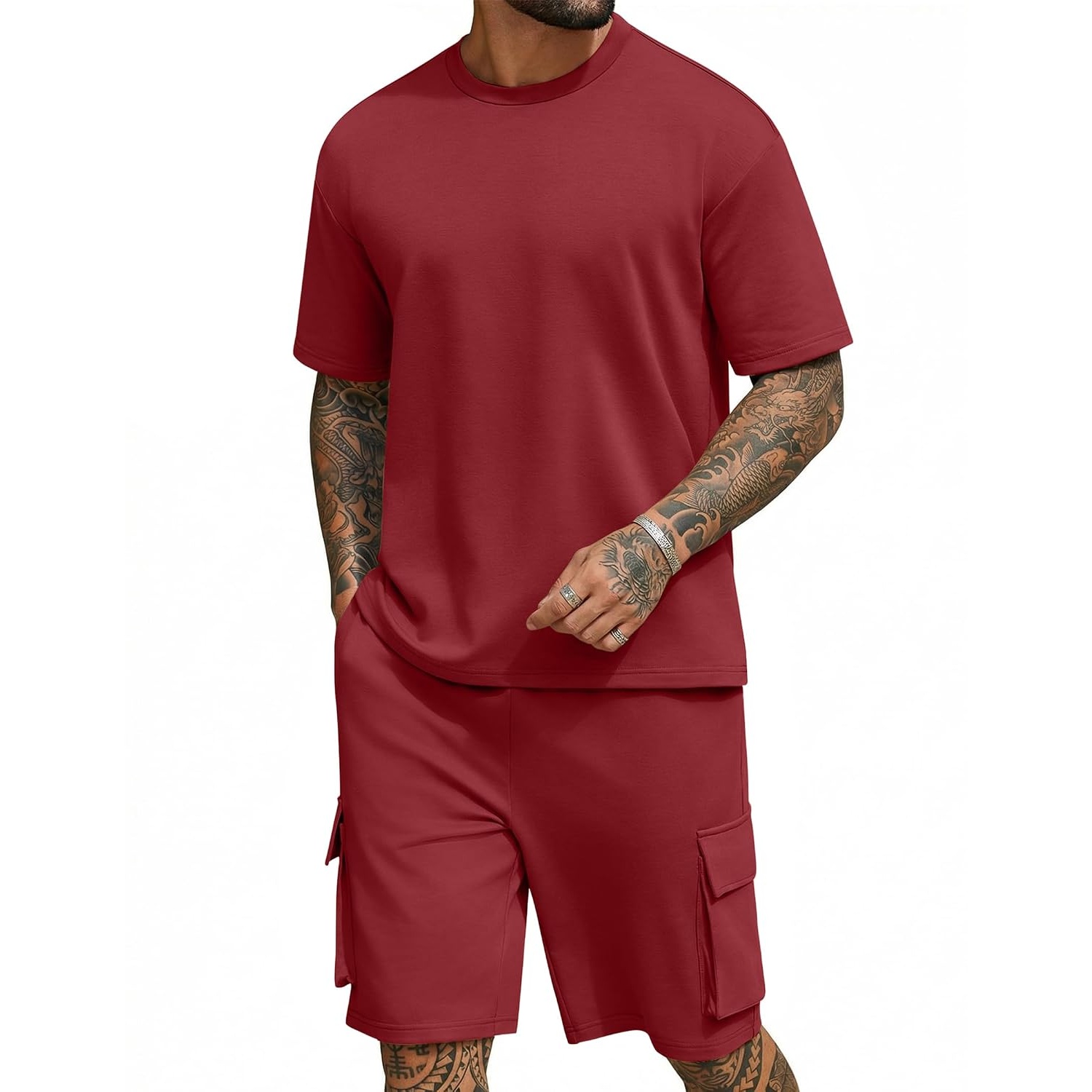 Oversized Cotton Summer Shirt And Shorts Set For Men