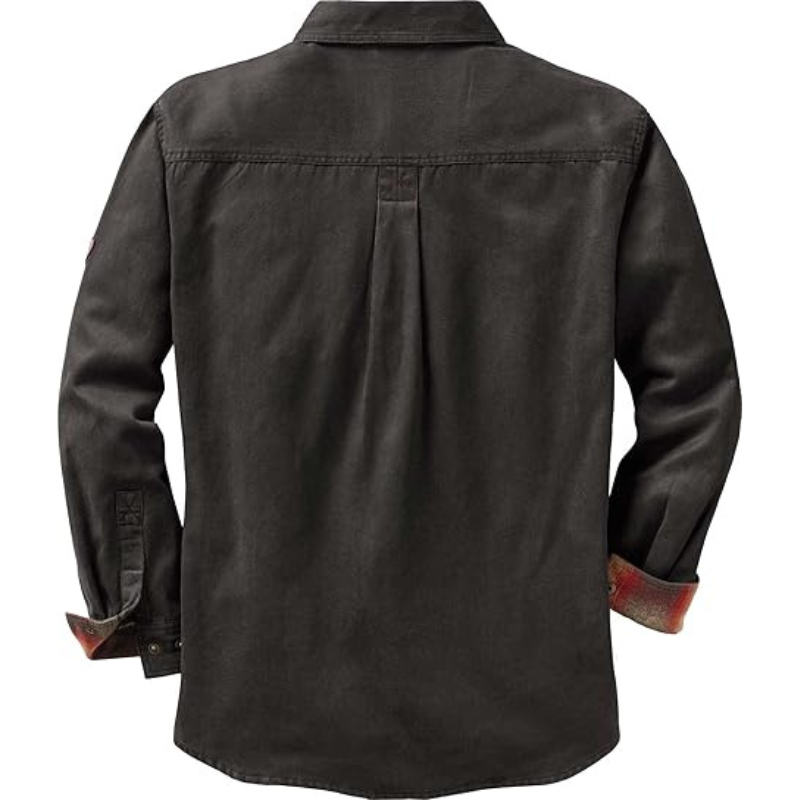 Mens Flannel Lined Shirt Jacket Waxed Cotton Water Resistant