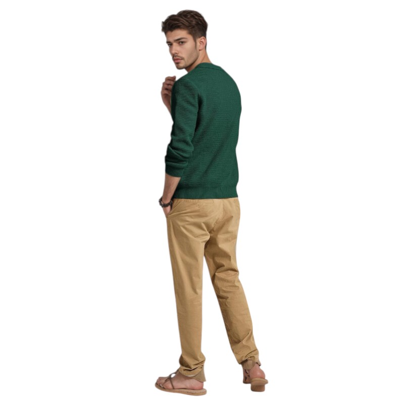 Textured V Style Long Sleeve Pullover