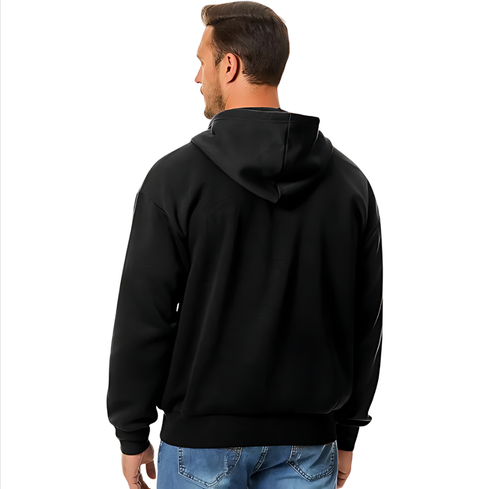 Men Full Zip Cotton Fleece Hoodie Sweatshirt
