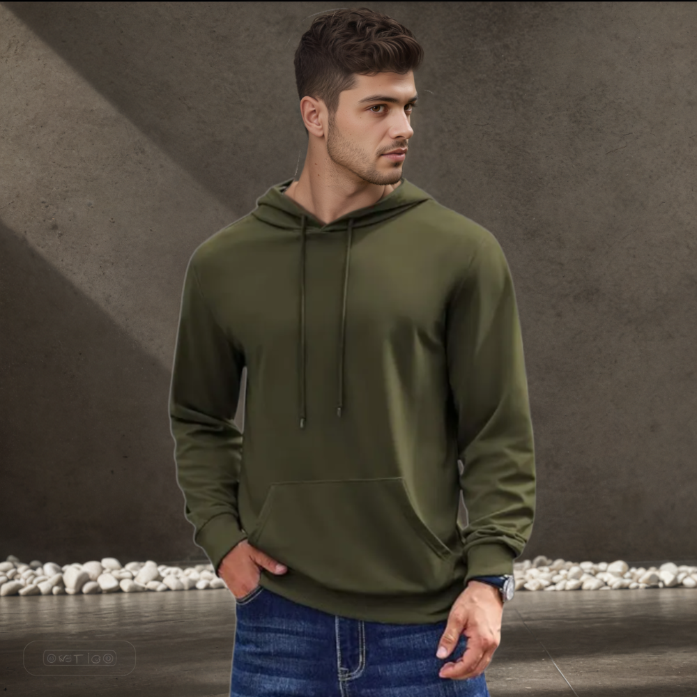 Men’s Casual Cotton Fleece Pullover Hoodie with Kangaroo Pocket