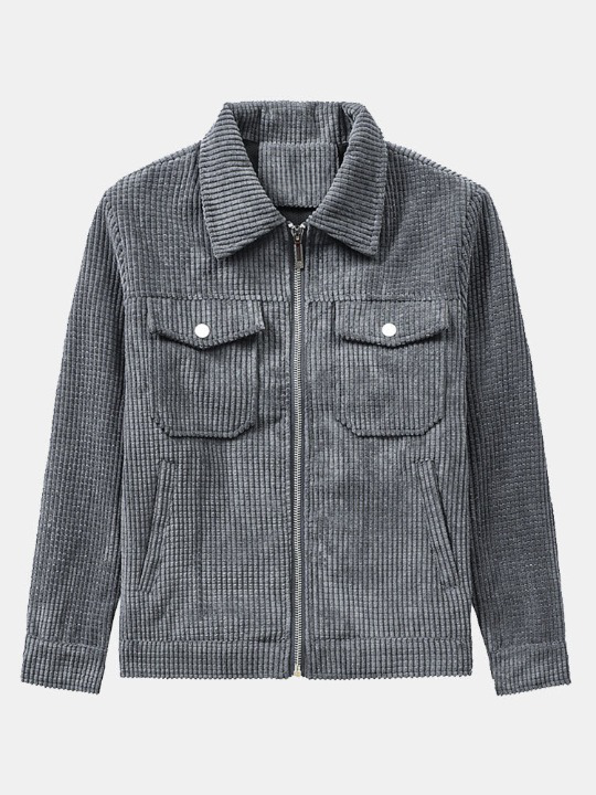 Corduroy Zip Up Jacket-Vacay Outfit