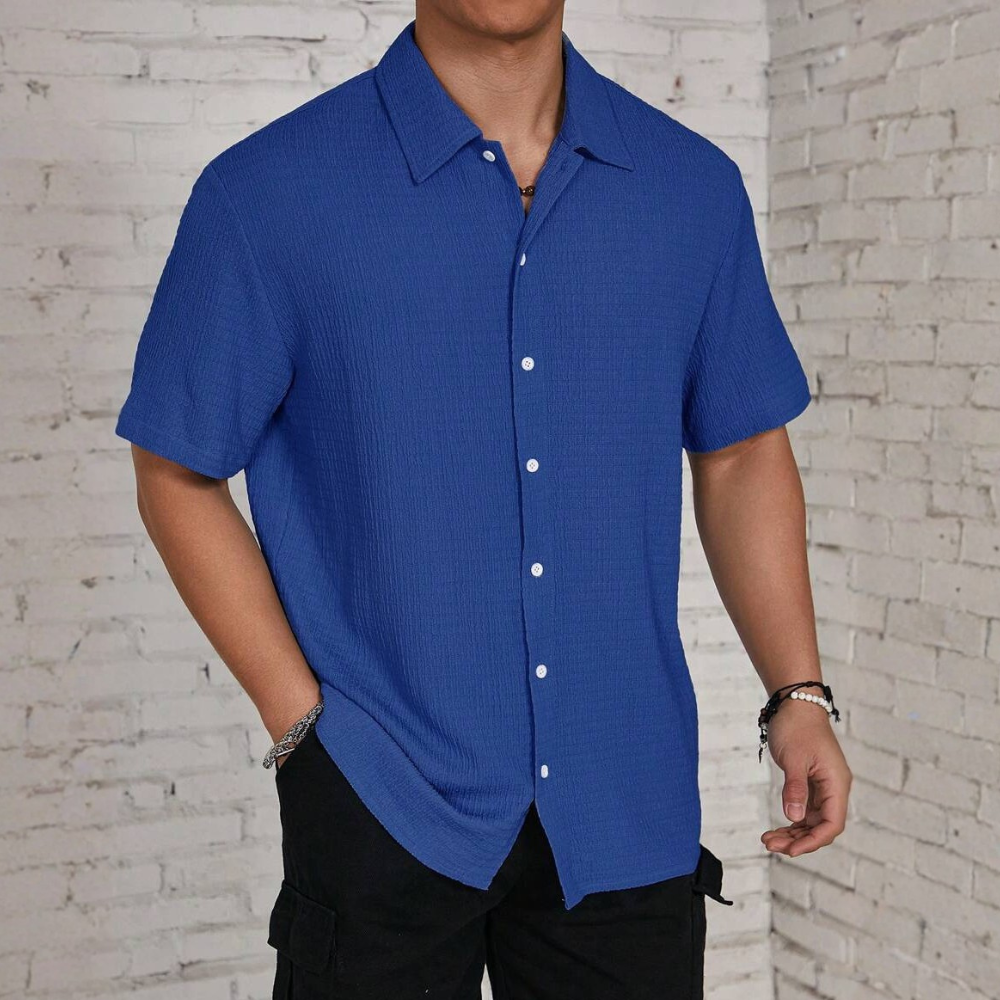 Knit Jacquard Loose Beach Vacation Shirt For Men