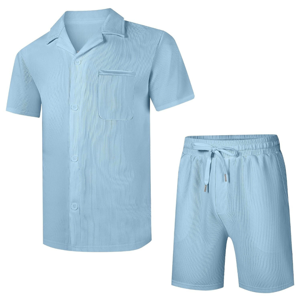 Casual Summer Beach Shorts and Shirt Set Men