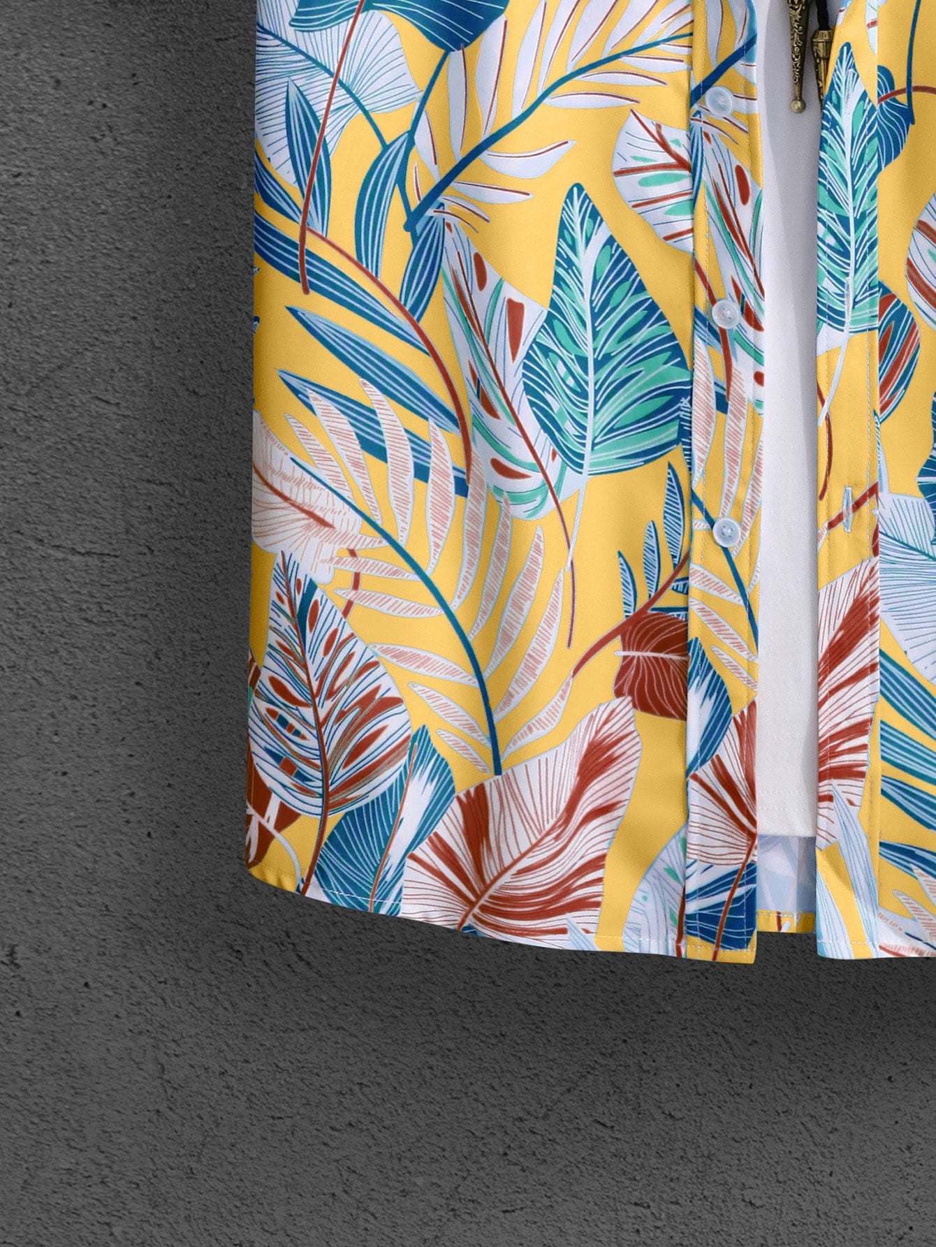 Leaf Print Short Sleeve Shirt And Shorts Set-Vacay Outfit