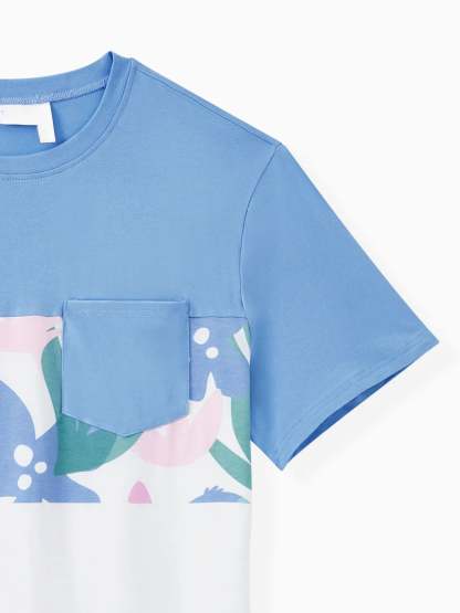 Family Matching Floral Plant Print T Shirt And Dress Set-Vacay Outfit