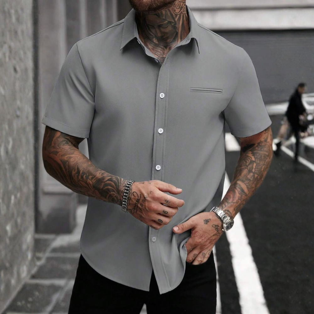 Casual Business Short Sleeve Formal Office Daily Work Shirt For Men