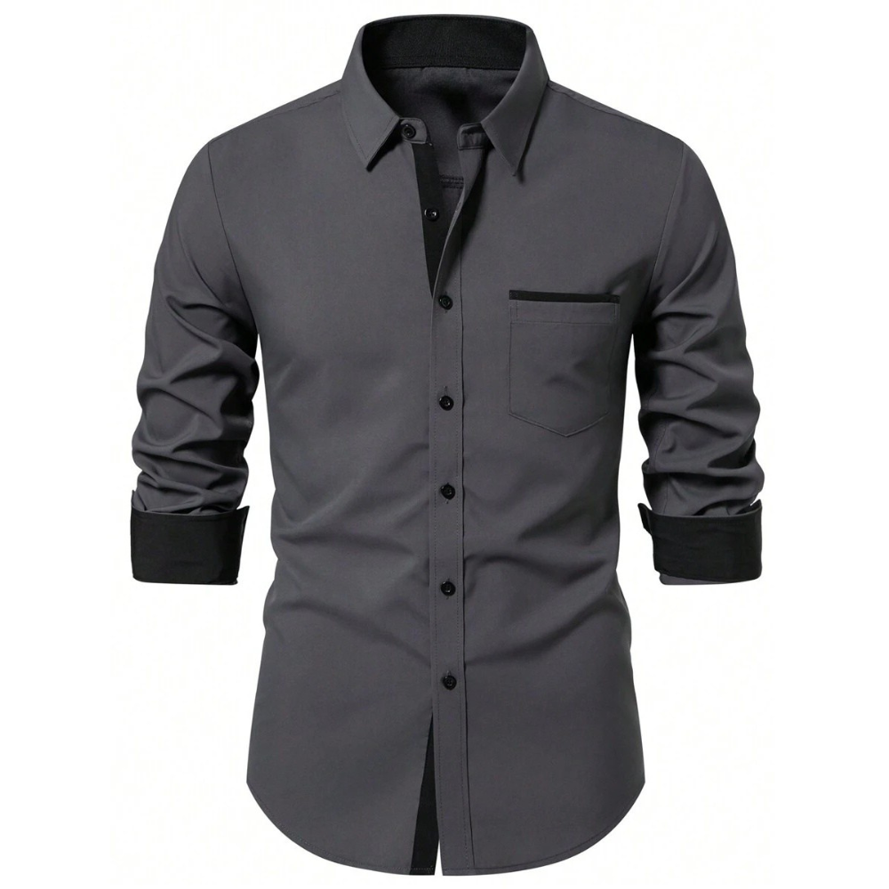 Solid Colored Front Pocket Long Sleeve Shirt