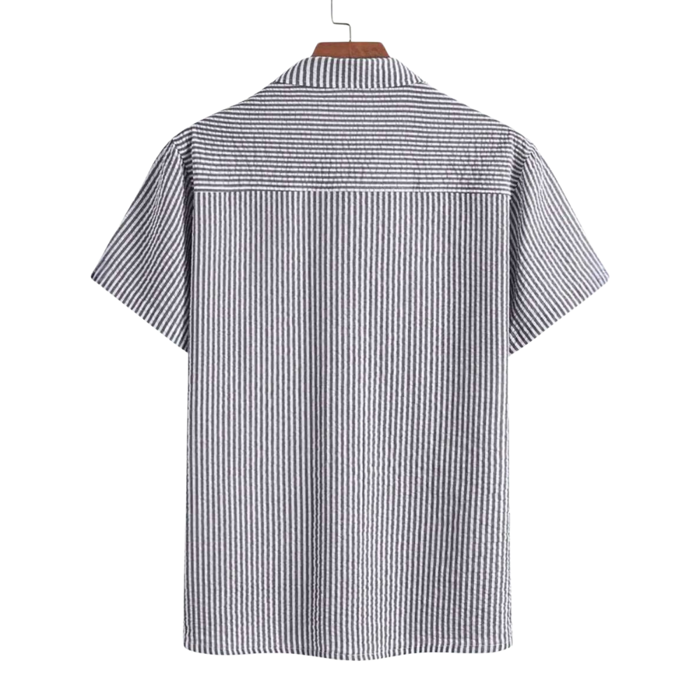 Retro Striped Lightweight Short Sleeve Casual All Season Shirt For Men