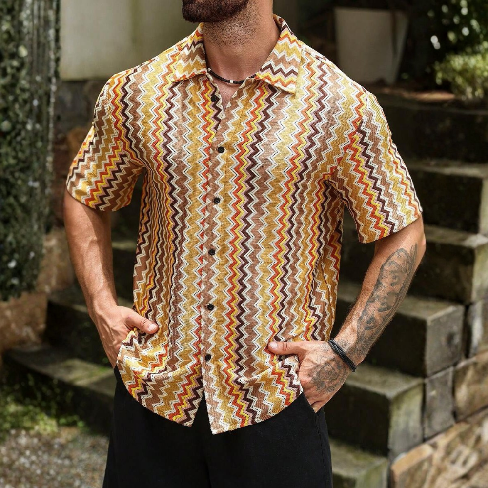 Casual Short Loose Sleeve Textured Sleeve Shirt For Men