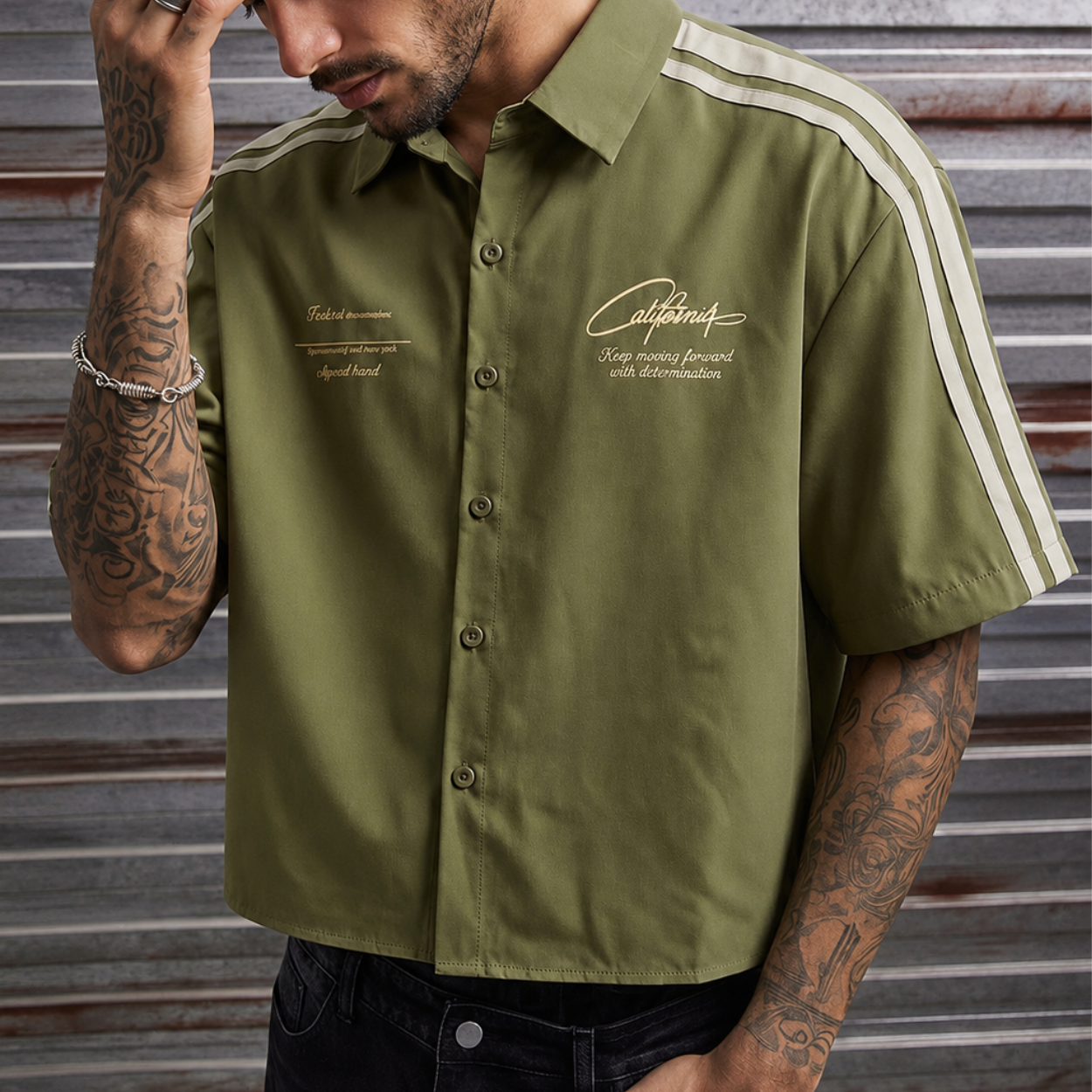 Loose Fit Short Sleeve Streetwear Shirt For Men