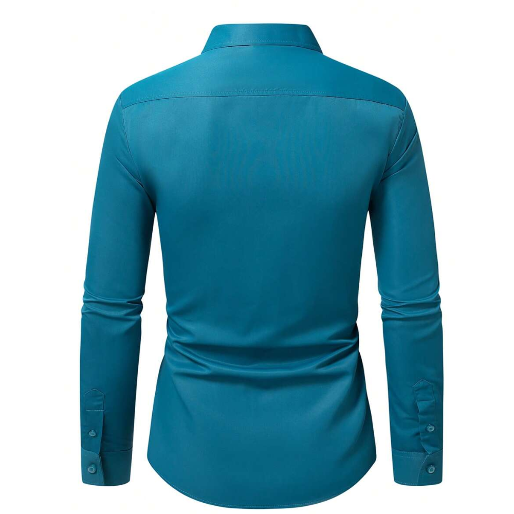 Plain Simple Long Sleeve Formal Dress Shirt Daily Wear For Men