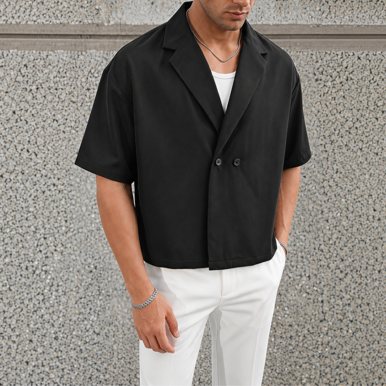 Loose Fit Plaid Pattern Short Sleeve Shirt For Men