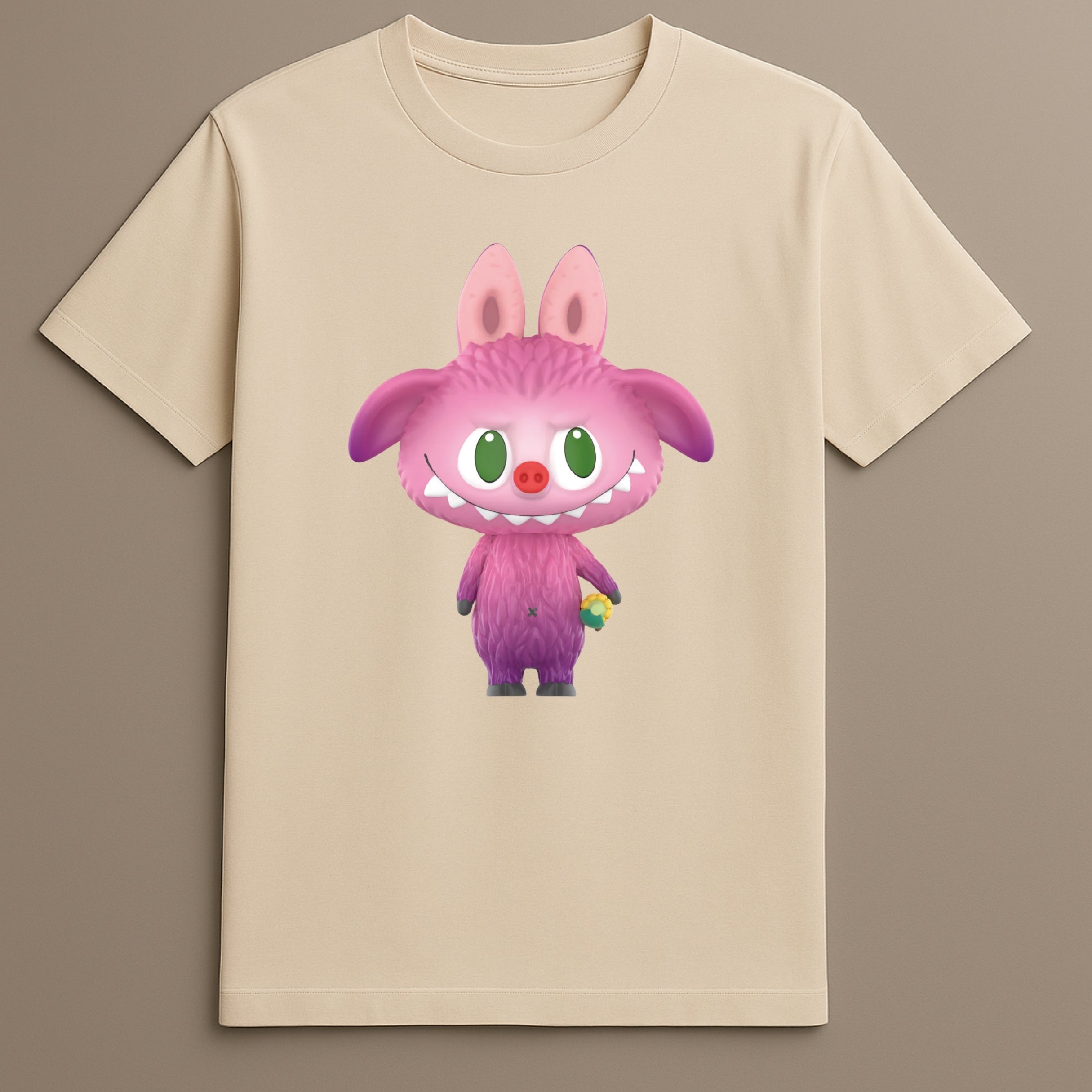 Furry Monster With Flower Graphic Labubu T Shirt