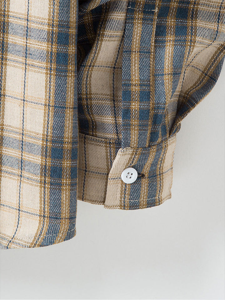 Button Up Contrast Hooded Plaid Shirt-Vacay Outfit